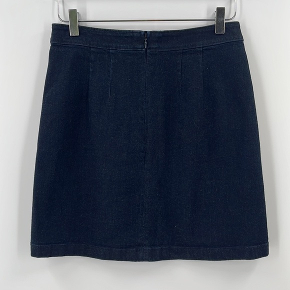 LOFT Denim Straight Pencil Skirt Petite Buttons Accent Dark Wash Size 2 Petites - Picture 3 of 5